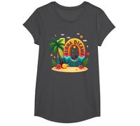 Island Style at 10: Aloha Dicamae Decade Hawaii Birthday T-Shirt, Girls, Dark Heather Grey, Large