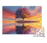 Island Sunset Reflections Adult 1000-Piece Jigsaw Puzzle, 52x38cm/1000pcs; White Cardboard with Reduced Dust; A Calm After-work Activity