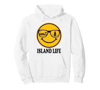 Island Surf Smile Face Sunglasses Beach Life Vibes Graphic Pullover Hoodie
