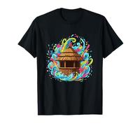 Island Tiki Hut Tropical Surf Waves Hibiscus Paradise T-Shirt