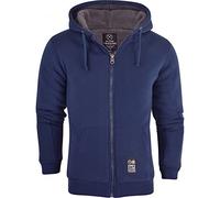 Island Trading Mens Cotton Padded Borg Fleece Sherpa Lined Full Zip Up Hoodie Sweatshirt Jacket Large Navy Blue
