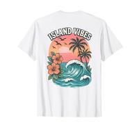 Island Vibes Ocean Wave Sunset Palm Trees Tropical Hawaii T-Shirt