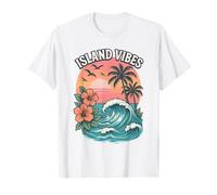 Island Vibes Ocean Wave Sunset Palm Trees Tropical Hawaii T-Shirt