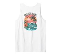 Island Vibes Ocean Wave Sunset Palm Trees Tropical Hawaii Tank Top