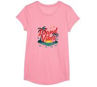 Island Vibes Only: Tropical Paradise Sunset Getaway T-Shirt, Girls, Pink, XS