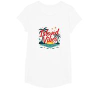 Island Vibes Only: Tropical Paradise Sunset Getaway T-Shirt, Girls, White, Medium