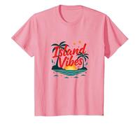 Island Vibes Only: Tropical Paradise Sunset Getaway T-Shirt, Kids, Pink, 4 Years