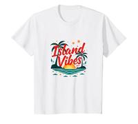 Island Vibes Only: Tropical Paradise Sunset Getaway T-Shirt, Kids, White, 3 Years