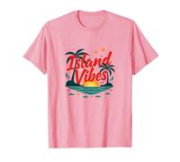 Island Vibes Only: Tropical Paradise Sunset Getaway T-Shirt, Men, Pink, M