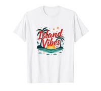 Island Vibes Only: Tropical Paradise Sunset Getaway T-Shirt, Men, White, 5XL