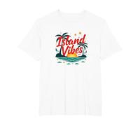 Island Vibes Only: Tropical Paradise Sunset Getaway T-Shirt, Men's Big and Tall, White, 5X Tall