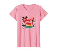 Island Vibes Only: Tropical Paradise Sunset Getaway T-Shirt, Women, Pink, S