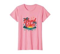 Island Vibes Only: Tropical Paradise Sunset Getaway T-Shirt, Women, Pink, XL