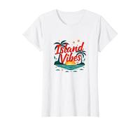 Island Vibes Only: Tropical Paradise Sunset Getaway T-Shirt, Women, White, XXL