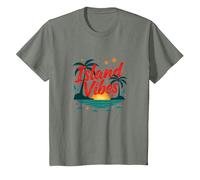 Island Vibes Only: Tropical Paradise Sunset Getaway T-Shirt, Youth, Olive Heather, Medium