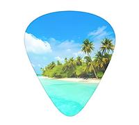 Island With Sandy Beach And Palm Tree Guitar Picks - Guitar Accessories - Guitar Picks For Acoustic Guitar Electric Guitar Bass Guitar For Men Women Professional Guitarist Musicians And Beginner