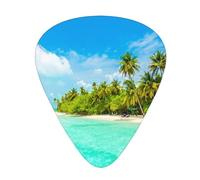 Island With Sandy Beach And Palm Tree Premium Bass Electric Guitar Picks,Guitar Plectrum For Unparalleled Musical Experience