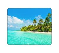 Island with Sandy Beach and Palm Tree Print Mouse Pad Square Mouse Mat Non-Slip Mousepad Large Gaming Mouse Mat For Office Laptop 8.3 x 10.3 in
