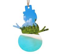 Island with Sandy Beach and Palm Tree Print -Print Christmas Wooden Ornaments 2PCS- Handmade Eco-Friendly Hanging Decor For Tree Gifts Holiday Festivities.