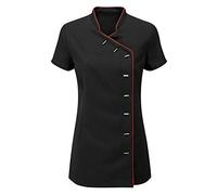 Islander Fashions Ladies Beauty Spa Hairdressing Salon Tunic Top Womens Massage Therapist Uniform Black/Red UK 12