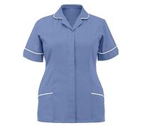 Islander Fashions Ladies Nurses Hospital Carer Uniform Maid Nurse Workwear Healthcare Tunic Outfit Hospital Blue/White UK 16