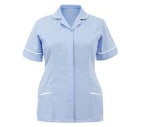 Islander Fashions Ladies Nurses Hospital Carer Uniform Maid Nurse Workwear Healthcare Tunic Outfit Sky Blue/White UK 16