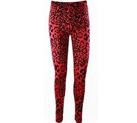Islander Fashions Womens Plain Stretchy Leggings Ladies Full Length Printed Skinny Legging Pants Red Leopard S/M UK 8-10