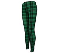 Islander Fashions Womens Plain Stretchy Leggings Ladies Full Length Printed Skinny Legging Pants Tartan Green X Large UK 16-18