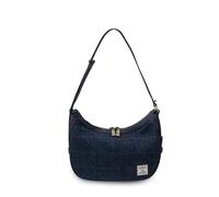 Islander Harris Tweed and Leather Handbag, Top Handle, Adjustable Crossbody Strap, 10.32 x 6.29 x 2.75 in, Navy Over-check, 10.32 x 6.29 x 2.75 inches, Tweed