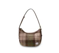 Islander Harris Tweed and Leather Handbag, Top Handle, Adjustable Crossbody Strap, 10.32 x 6.29 x 2.75 in, Chestnut Tartan, Tweed
