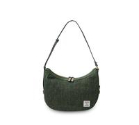 Islander Harris Tweed and Leather Handbag, Top Handle, Adjustable Crossbody Strap, 10.32 x 6.29 x 2.75 in, Dark Green Herringbone, Tweed