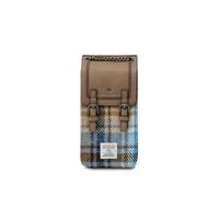 Islander Harris Tweed Tartan Phone Tote with Card Slots and Adjustable Chain Strap (3.93”x1.57”x 6.69”) (Blue-Beige Check)