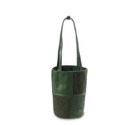 Islander Harris Tweed Tote Bag Genuine Leather Bucket Design Inner Pocket, Dark Green Herringbone