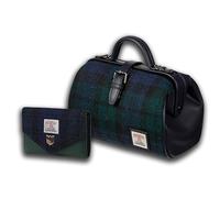 Islander Set from Harris Tweed Medium Doctor Bag & Small Clasp Purse Gift Idea, Blackwatch Tartan