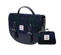 Islander Set from Harris Tweed Mini Cobble Satchel & Coin Purse Present, Blackwatch Tartan, 8.66”x3.14”x7.48” and 4.72” L x 3.93”