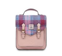 Islander® The Calton Backpack - Ladies Backpack with HARRIS TWEED - Pink and Blue Tartan