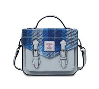 Islander The Calton Satchel HarrisTweed (Mini, Blue Tartan)