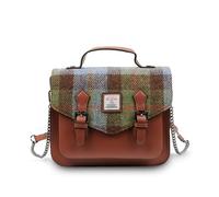 Islander The Calton Satchel HarrisTweed (Mini, Chestnut Blue Tartan)