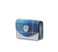Islander The Card Case - Made of Microfibre Leather & Harris Tweed, 4.13'x3.14', Blue Tartan, Classic