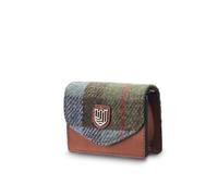 Islander The Card Case - Made of Microfibre Leather & Harris Tweed, 4.13'x3.14', Chestnut and Blue Tartan, Classic