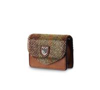 Islander The Card Case - Made of Microfibre Leather & Harris Tweed, 4.13'x3.14', Chestnut Tartan, Classic