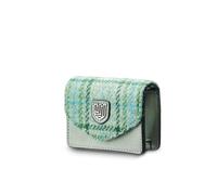 Islander The Card Case - Made of Microfibre Leather & Harris Tweed, 4.13'x3.14', Mint Tartan, Classic
