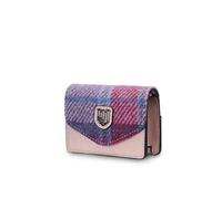 Islander The Card Case - Made of Microfibre Leather & Harris Tweed, 4.13'x3.14', Pink and Blue Tartan, Classic