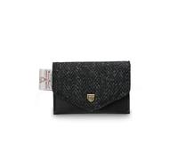 Islander The Card Wallet - Made of Microfibre Leather & Harris Tweed, 4.33’ L x 2.75’, Black Herringbone, Unisex