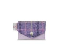 Islander The Card Wallet - Made of Microfibre Leather & Harris Tweed, 4.33’ L x 2.75’, Purple Tartan, Classic