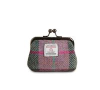Islander The Coin Purse Made of Harris Tweed, Pink-Green Tartan, 4.72" x 3.93", Classic