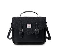 Islander® The Medium Calton Satchel - Medium Ladies Satchel With HARRIS TWEED - Black Herringbone