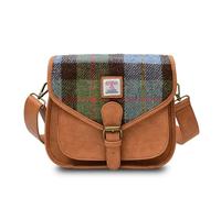 Islander Women Saddle Bag Harris Tweed & PU Leather (Chestnut Blue Tartan, Standart)