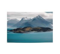 Islands and Mountain Banner Party Decor Flag Photography Backdrop Banner Signs with Hanging Ropes Background Banners for Wall Signs Party Decor Flag Photo Props 71 x 47 Inch