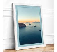 Islands at Daybreak Coastal Framed Wall Art Print A4 (29.7×21cm) White, Wall Decor for Living Room, Bedroom, Office & Home, Ready to Hang, Art Gift